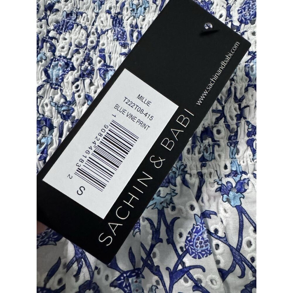 NWT Sachin Babi Blue Floral Eyelet “Millie Vine” Top & Shorts Set Size S - Picture 12 of 13